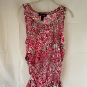 Party Top, Racer Back, Sequins, Ruching Sides